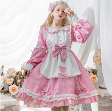 Vestido gótico de lolita op loli para chica kawaii, ropa de sirvienta lolita, vintage falbala, encaje con lazo, cuello redondo, cintura alta, Victoriano 2024 - compra barato