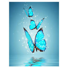 New Full Square  5D DIY  "Blue Butterfly" Embroidery Cross Stitch Rhinestone Mosaic Diamond Painting Decoration Gift  FC840 2024 - buy cheap