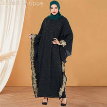 Модное мусульманское платье абайя с рукавом летучая мышь, роскошное лоскутное платье с блестками большого размера, турецкое арабское дубайское платье 2024 - купить недорого