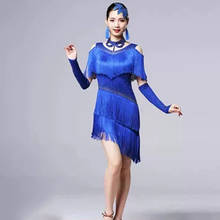 2021 New Girls Latin Dance Dress Ballroom Tango Samba Dance Skirt Latin Dance Costume With Fringe Tassel Lace Dress For Women 2024 - buy cheap