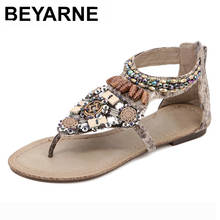 BEYARNE2020 Summer Shoes Women Sandals Bohemian Beading Crystal Sandalias Female Bead Pendant Flip Flops Beach Shoes Size 35-40 2024 - buy cheap