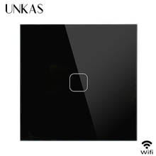 UNKAS EU/UK WIFI Smart Touch Switch APP Wireless Remote Light Wall Switch Crystal Glass Panel Works With Alexa / Google Home 2024 - buy cheap