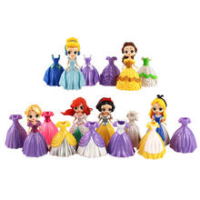 6pcs/set Disney Princess Magic Clip Doll QPosket Snow White Cinderella Ariel Belle Tangled Alice Model Set Toys for Children 2024 - buy cheap
