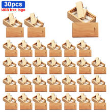 30pcs/lot usb flash drive LOGO customized wooden pen drive with box 64GB 32GB 16GB 4GB U disk memory card pendrive personal gift 2024 - buy cheap