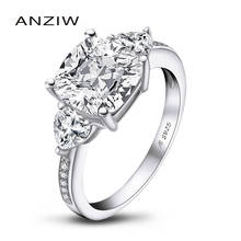 ANZIW Fashion 925 Sterling Silver 9x9mm Big Cushion Cut Ring Simulated Diamond Wedding 3.5ct Bridal Engagement Ring Jewelry 2024 - buy cheap