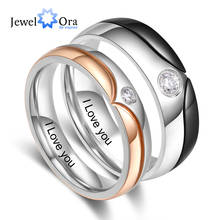 Personalized Gift Stainless Steel Couple Rings with Zirconia Customized Engraving Name Engagement Promise Rings for Women Men 2024 - buy cheap