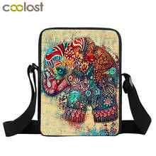 Мини-сумка-мессенджер с изображением слона мандалы для мальчиков и девочек, Женская Повседневная сумка через плечо, женские сумки, Студенческая маленькая сумка на плечо 2024 - купить недорого