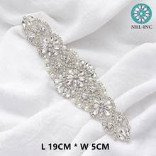 (30pcs)Wholesale hand sew beaded bridal sash rose gold clear crystal rhinestone appliques for wedding dresses garment WDD0396 2024 - buy cheap