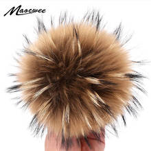 Real Natural Raccoon Fur Pompoms With Snap Fastener Fur Balls For Knitted Hat Cap Beanies and Keychain and Scarves Real Fur Pom 2024 - buy cheap