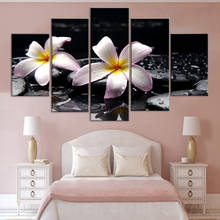 5 Panel HD Printed Stone Plumeria flower Painting on canvas poster picture for Kitchen Bedroom Living Room Library Office Home D 2024 - buy cheap