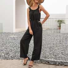 2021 Summer Casual Jumpsuits Rompers Overalls Jumpsuit Short Sleeve Wide Leg  Women Sexy V-Neck Pocket Loose 2024 - buy cheap