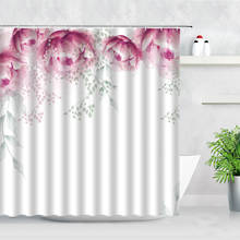 Modern Simple Plant Floral Shower Curtains Pink Flowers Leaves Printing Waterproof Bath Screens Decor Hooks Bathroom Curtain Set 2024 - buy cheap