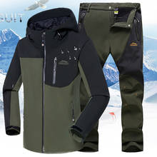 Traje de esquí impermeable para hombre, conjunto de pantalones de gran tamaño, forro polar Softshell, chaquetas de senderismo al aire libre, abrigo de campamento, Invierno 2024 - compra barato