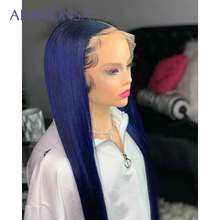 Blue Lace Front Wig With Baby Hair Straight Human Hair Wigs For Women Preplucked Lace Wig Human Hair Colored T Part 150% Remy 2024 - buy cheap