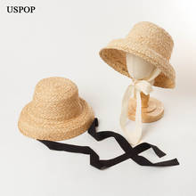 USPOP Women sun hats parent-child raffia straw hats lace-up beach hats two size 2024 - buy cheap