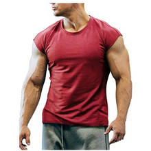 Verão sem mangas de fitness o pescoço camiseta masculina esportes em execução t camisa masculina casual moda cor sólida camisetas S-4XL 2024 - compre barato