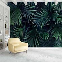 Papel tapiz 3D de hoja de palma Tropical, murales de pared para sala de estar, dormitorio, pintura a mano, foto impresa, hojas verdes 2024 - compra barato