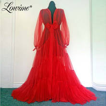 Red Long Evening Dresses вечерние платья 2020 African Evening Wear Sexy Tulle Wedding Party Dress Prom Gowns Robe De Soiree 2024 - buy cheap