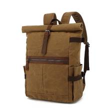 Waterproof Casual Leather Backpacks Men Canvas Travel Bag Vintage Large School Bags For Teenager Student Daily Computer Rucksack 2024 - buy cheap