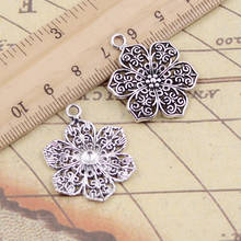 10pcs Charms Flower 32x24mm Tibetan Bronze Silver Color Pendants Antique Jewelry Making DIY Handmade Craft 2024 - buy cheap