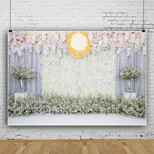 Laeacco Wedding White Curtain Flowers Blossoms Photography Backdrop Valentine's Day Birthday Photocall Background Photo Studio 2024 - buy cheap