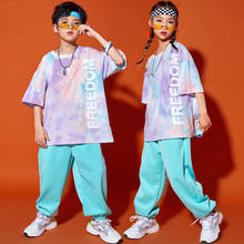 Disfraces de baile de Hip-Hop para niños y niñas, Tops Tie-Dye, pantalones sueltos de Hip-Hop, trajes de baile moderno de Jazz, ropa de Rave DN8249, 2021 2024 - compra barato