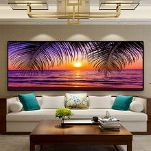 Large size Sunsets Sea Beach Natural Coconut Palm Panorama Landscape diamond painting Wall Art Picture Home DecorationsZP-2594 2024 - buy cheap