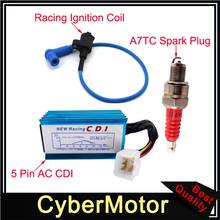 Blue Racing Ignition Coil + 5 Pin AC CDI + A7TC Spark Plug For 50cc 70cc 90cc 110cc 125cc 140cc 150cc Pit Dirt Bike Motorcycle 2024 - buy cheap
