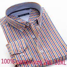 Camisa de manga larga a cuadros para hombre, Camisa de algodón, informal, con una hilera de botones, de alta calidad, de talla grande 2020 2024 - compra barato