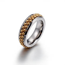 Anel de aço inoxidável de alta qualidade bague femme, anel dourado e dedo para mulheres, dois links, bola, joias femininas #6 ~ #10 2024 - compre barato