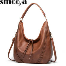 SMOOZA Vintage Large Handbags Women Tote Bags Luxury Designers Women Shoulder Bags Solid Color Leather Top-handle Bag Female Bag 2024 - buy cheap
