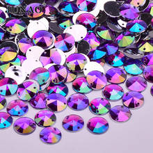 JUNAO 500pc 10mm Purple AB Flat Back Sewing Rhinestone Sew On Rivoli Strass Button Round Crystal Stone with Hole for Needlework 2024 - buy cheap