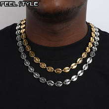 Width 11MM Stainless Steel Gold Gold Coffee Beans Link Chain Necklace Bracelets Chain For Men Jewelry 2024 - buy cheap