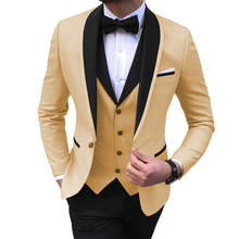 Mens suits 3 Pieces Party Costume Slim Fit Suits Classic Design Shawl Lapel Tuxedos Prom Suit Blazer & Pants & Vest for Wedding 2024 - buy cheap