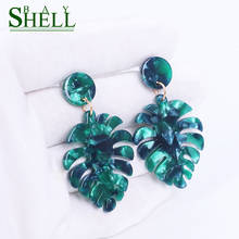 Shell Bay 2020 Green Leaf Earrings Jewelry Fashion Pendientes Earrings Women Dangle Small Earrings Statement Girls Wholesale New 2024 - buy cheap