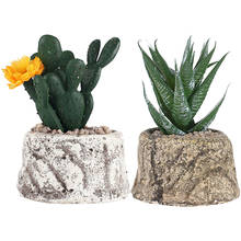 2Pcs Simulation Succulent Artificial Plant Bonsai Desktop Decoration Fake Potted Plants Green (Cactus and Aloe) 2024 - buy cheap
