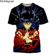 Camiseta 3d do anime inuyasha, camiseta 3d estilo harajuku com manga curta para homens e mulheres, camiseta casual streetwear 2024 - compre barato