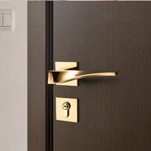 Manija de puerta Interior de oro brillante, cerradura de puerta, herrajes para puerta Interior, modernos 2024 - compra barato