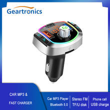 Reprodutor de mp3 para carro, sem fio, bluetooth 5.0, transmissor fm, qc3.0 + carregador rápido, chamadas hands-free, cartão tf, rádio, tocador de música 2024 - compre barato