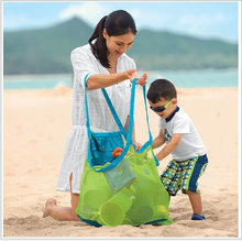 Bolsa de praia dobrável portátil, sacola de malha para crianças, brinquedos ao ar livre, praia, parque, roupas de natação, organizador de roupas 2024 - compre barato