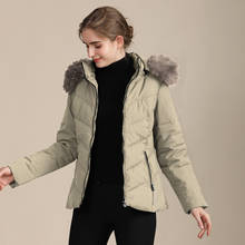 Chaqueta de plumón de pato para mujer, abrigo con cuello de piel de zorro Real, largo, para invierno, 90% 2024 - compra barato