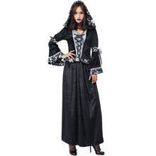 Disfraz de hechicera oscura para mujer, vestido de Cosplay con estampado de Calavera, embellecedor para Halloween, Carnaval, Purim y fiesta 2024 - compra barato