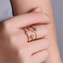 Индивидуальные Кольца, три слоя, полые кольца, модный дизайн, звезды, Луна, кольцо для женщин, золотой цвет, кольцо на палец, свадебные ювелирные изделия, подарки 2024 - купить недорого