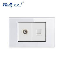 TV TEL Socket Wallpad Luxury Tempered Glass Panel Electric Wall Socket Weak Electricity Outlets For Home 2024 - buy cheap