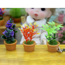 Mini acessórios em miniatura para casa de bonecas 1/12 modelo de flor de simulação de plantas em vasos de plástico brinquedo para decoração de casa de boneca 2024 - compre barato
