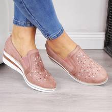 2019 Autumn Women Casual Leather Flats Wedge Women Platform Sneakers Cutouts Slip On Flats Moccasins Shoes Woman Dropship 2024 - buy cheap