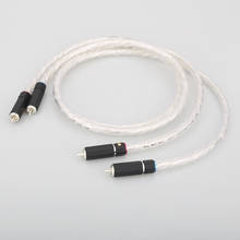 Cabo de áudio hifi banhado a prata, cabo rca de sinal de áudio para febre com filtro duplo 2024 - compre barato