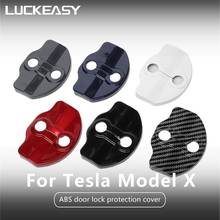LUCKEASY-cubierta de cerradura de puerta de coche, accesorio de modificación Interior de automóvil para Tesla modelo X 2017-2021, tapa de protección ABS, 2 unids/set por juego 2024 - compra barato