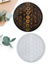 Molde de silicone diy, 22*22*1.1cm, forma de cristal epóxi de flor da vida, moldes de silicone, decoração diy, ferramenta de decoração de casa 2024 - compre barato