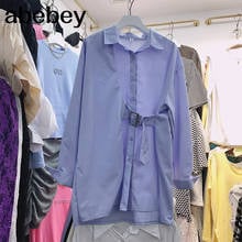 Fashion Women Long Sleeve Blouse ZANZEA Casual Lace Up Shirts Elegant Lapel Neck OL Asymmetric Tops Spring Blusas Femininas 7 2024 - buy cheap